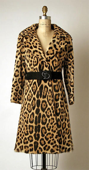 Jaguar fur coat from the 1970s at the Metropolitan Museum of Art. Because it is made from big cat fur, this coat could not be sold today.