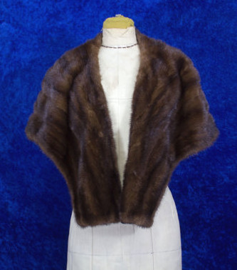 Luxury Vintage Inspired Fox Fur Stole , Faux Fur Shawl , Brown